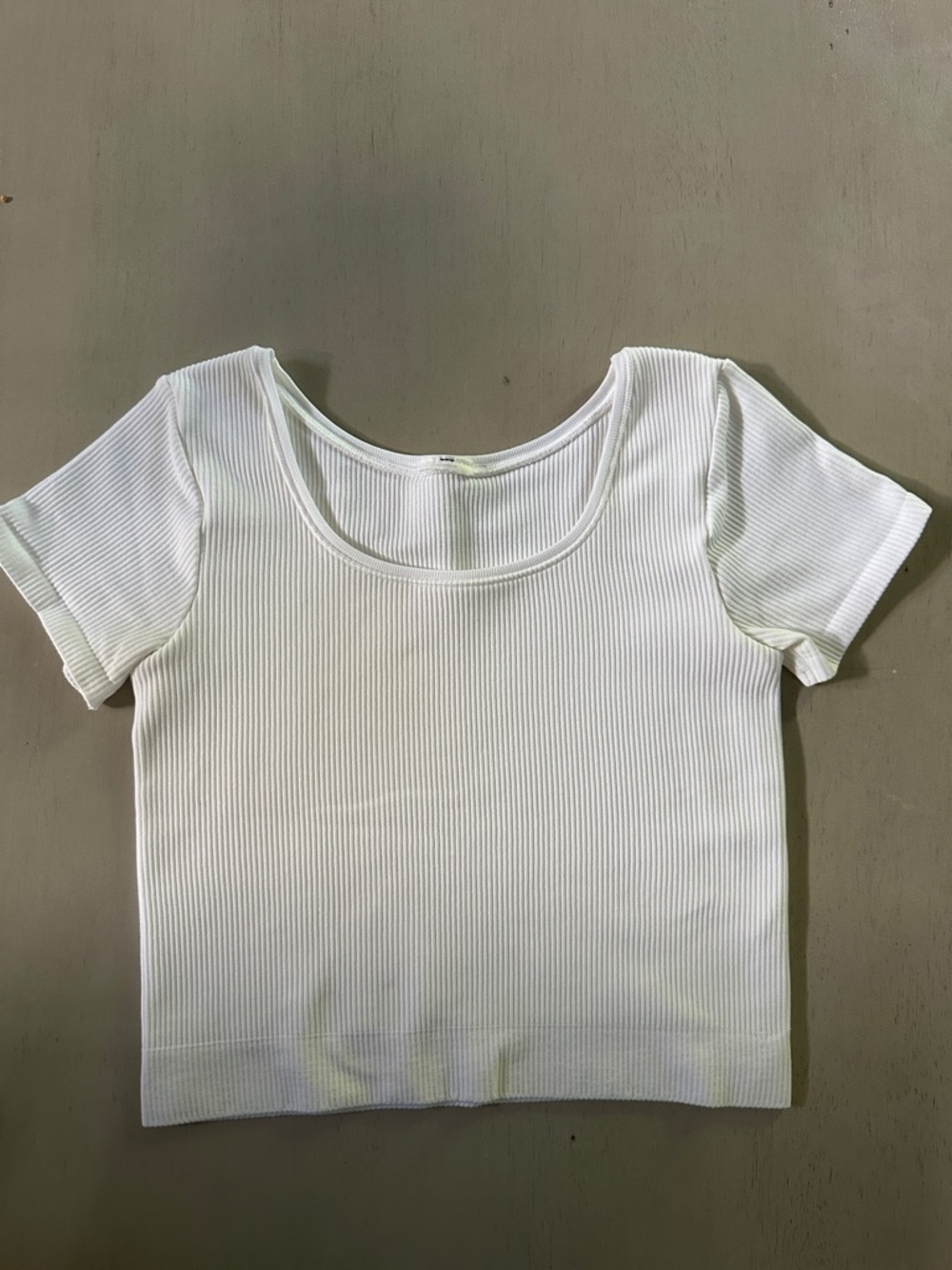 Athleta Classic White Ribbed Scoop Neck Women's Crop Top